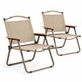 Chaises pliantes d'extérieur en métal et tissu beige