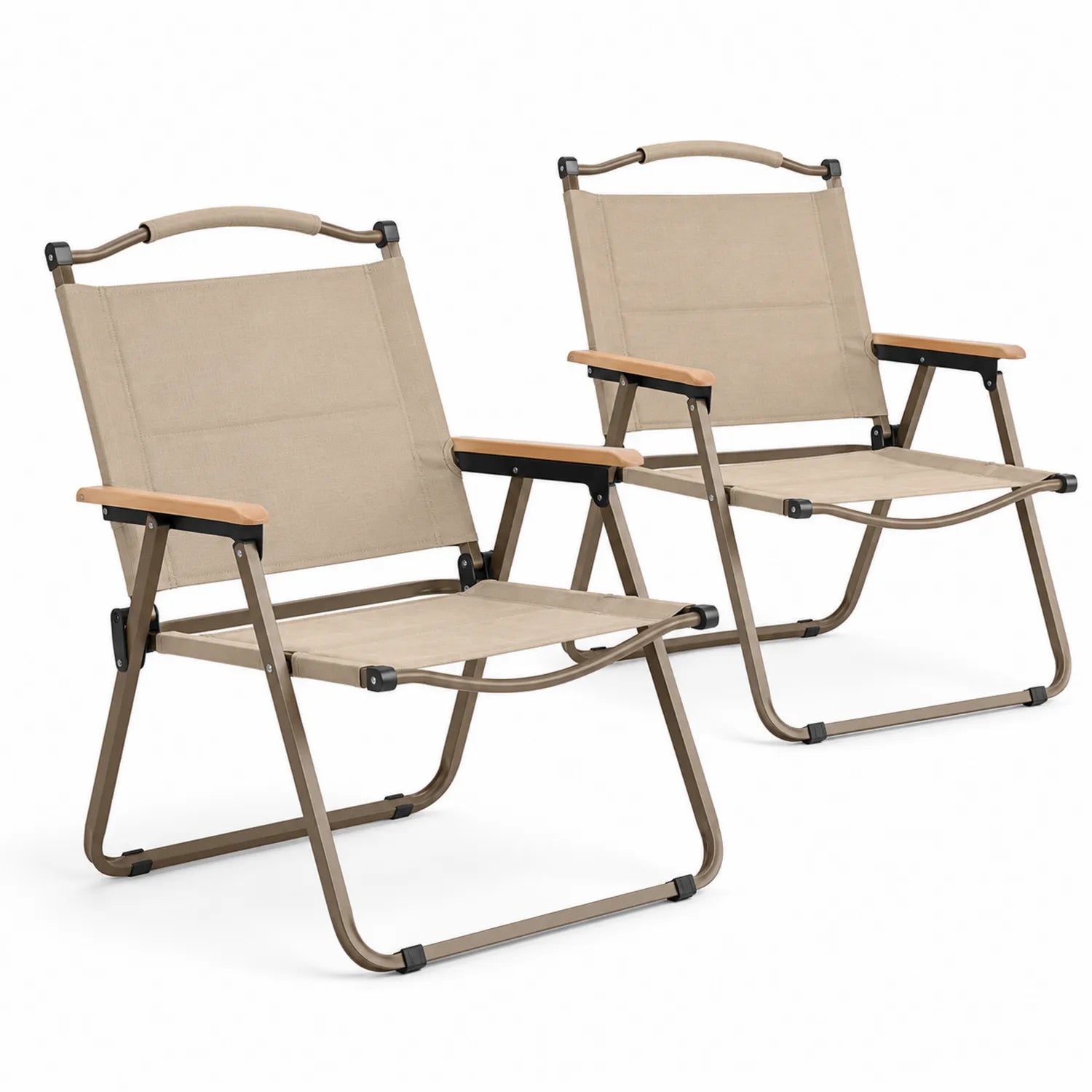 Chaises pliantes d'extérieur en métal et tissu beige