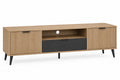 Meuble TV en bois MDF chêne et noir 150 cm