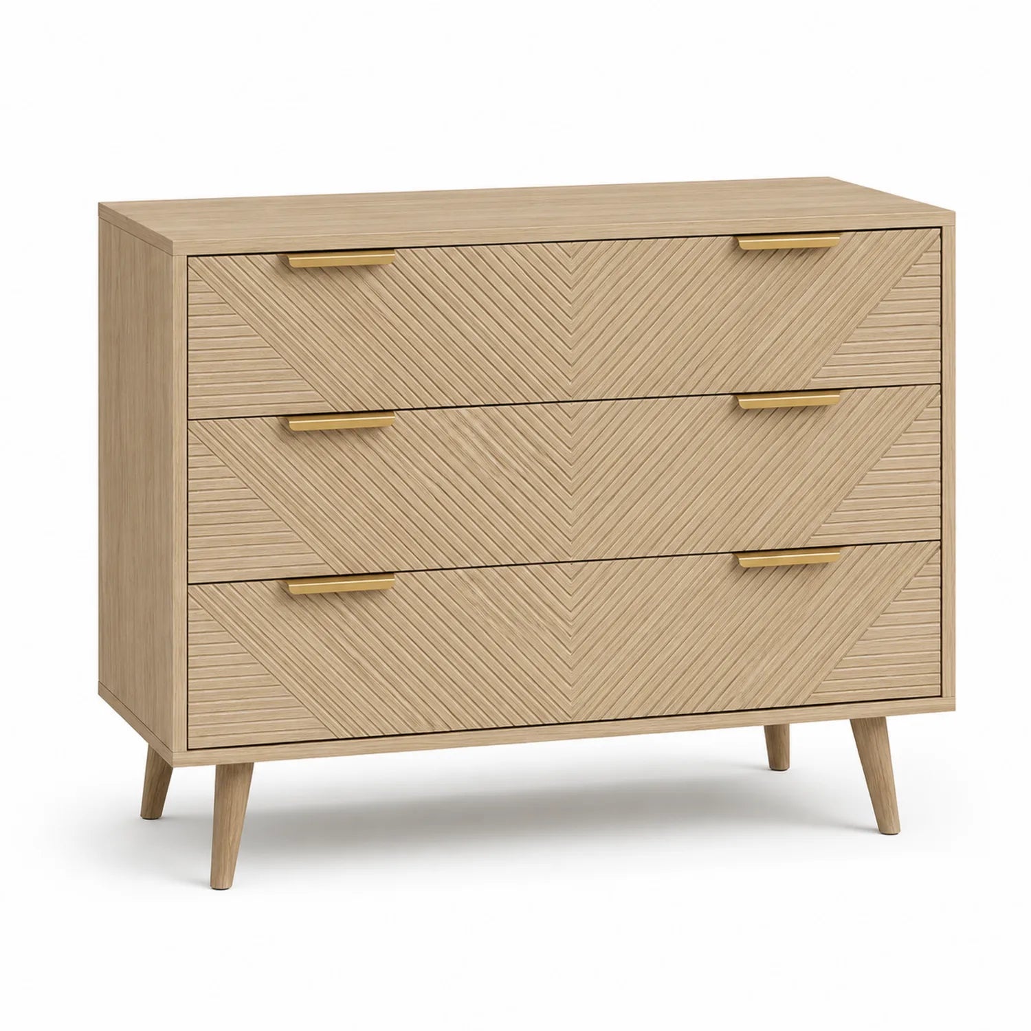 Commode en Bois de Chêne à 3 Tiroirs
