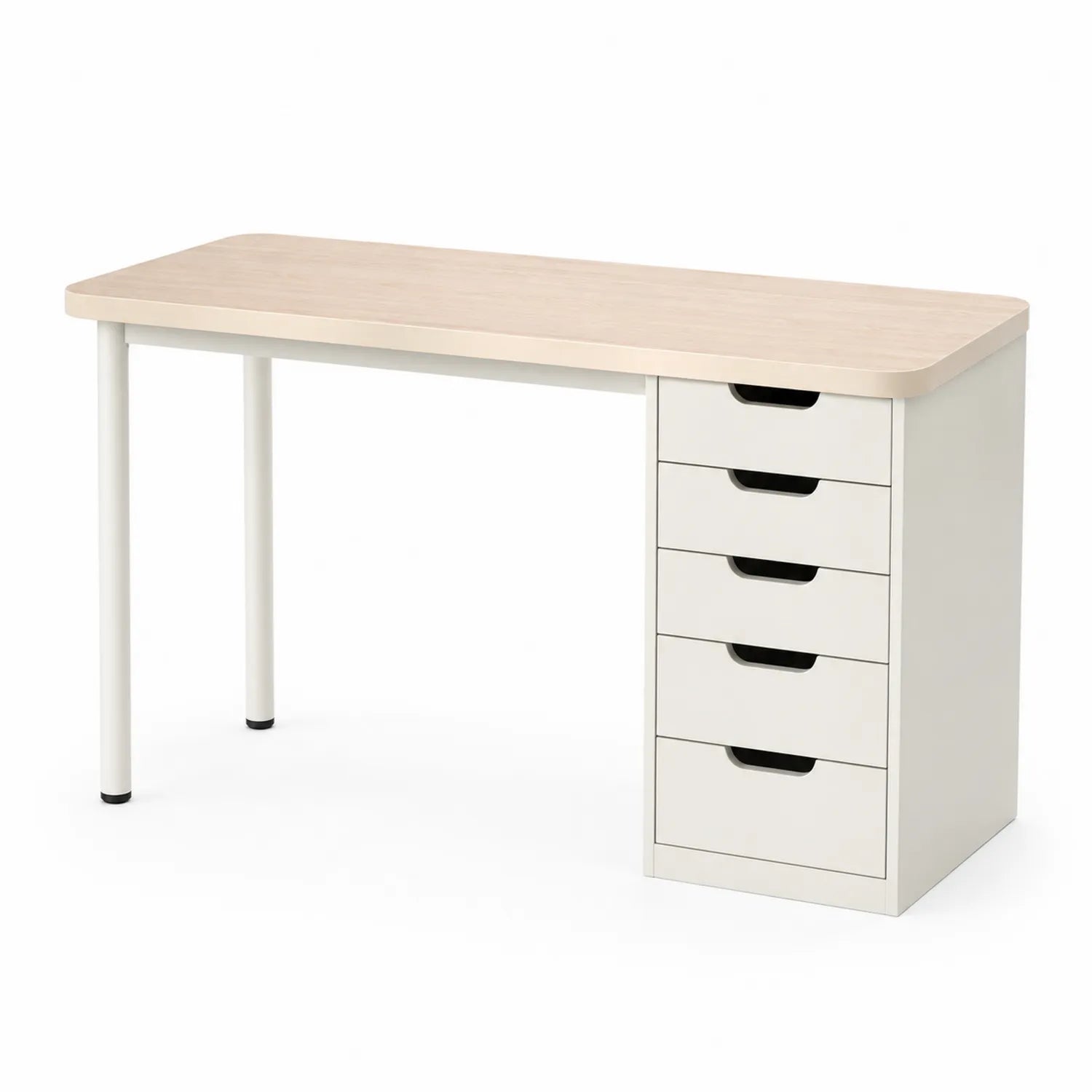 Bureau rectangulaire avec tiroirs en bois et métal Blanc 120x55x75 cm