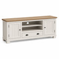 Meuble TV en bois blanc et chêne 120 cm
