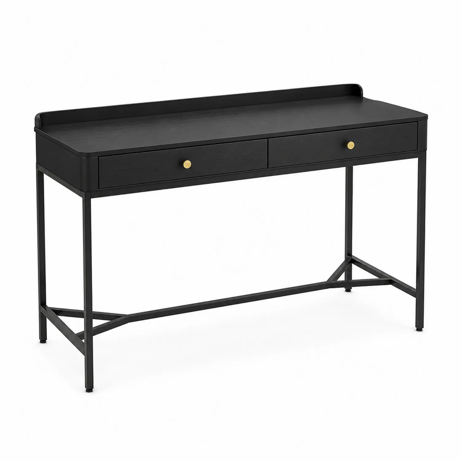 Bureau en bois MDF noir avec structure métallique et tiroirs