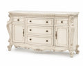 Commode en Bois Massif Ivoire avec 5 Tiroirs et 2 Portes