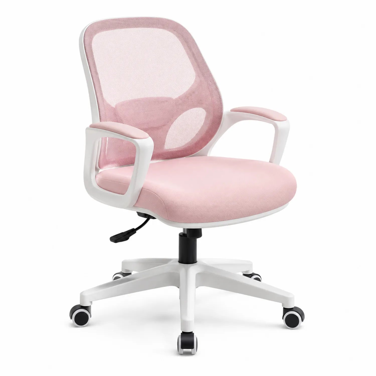 Chaise de bureau en maille et tissu rose
