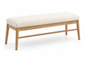 Banc rectangulaire en bois et tissu polyester blanc 120x40x45 cm