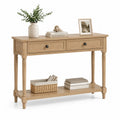 Table console en bois de chêne clair avec tiroirs 120x35x80 cm