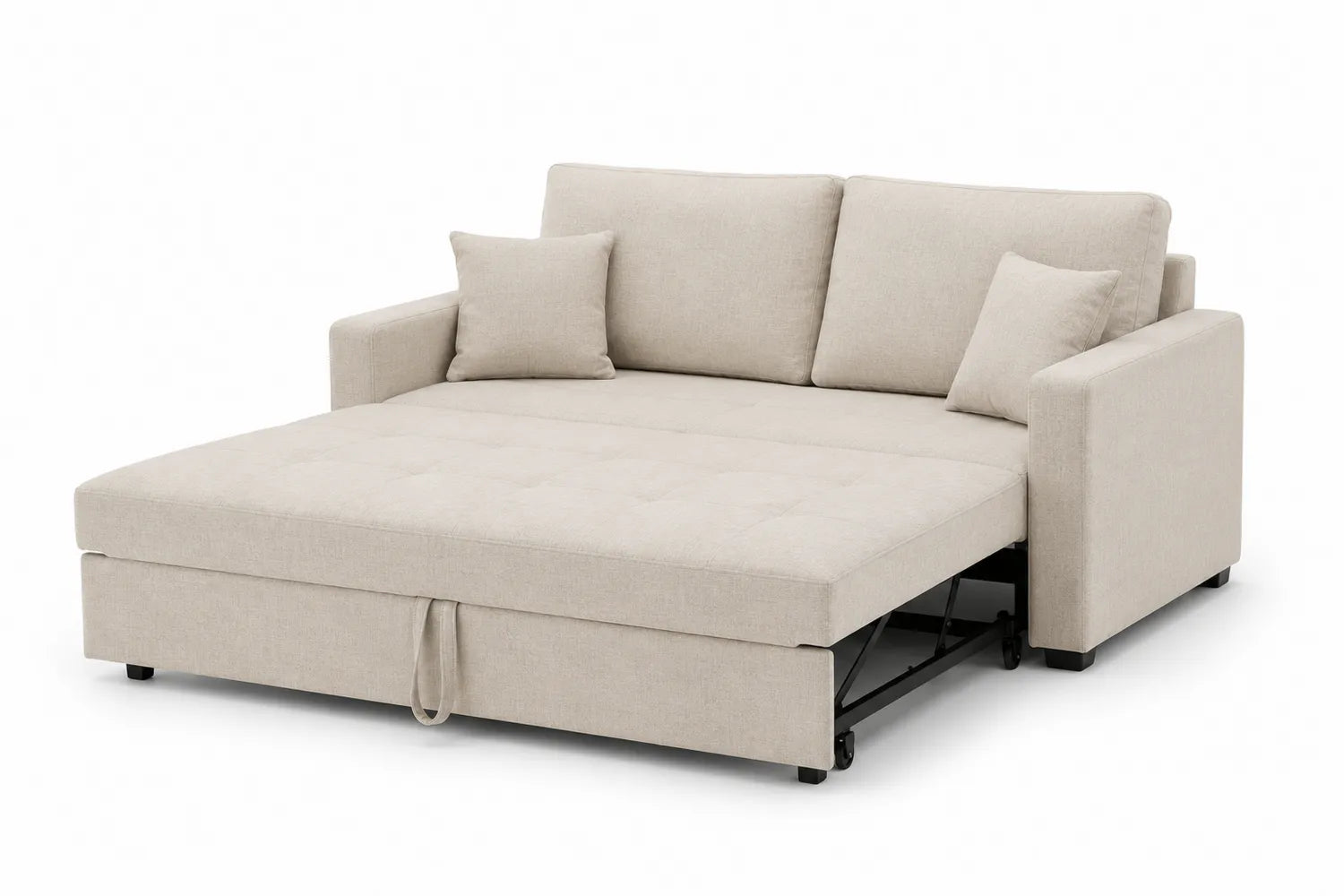 Canapé-lit convertible en tissu polyester Beige 200x150x90 cm