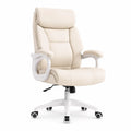 Chaise de bureau en similicuir avec base pivotante et accoudoirs