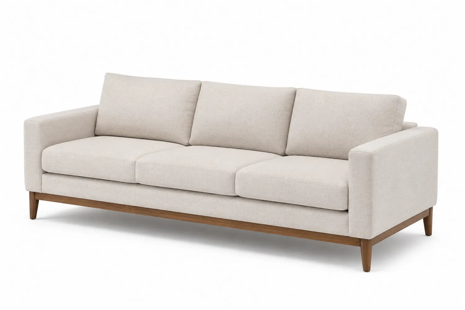 Canapé 3 places tissu beige cadre bois