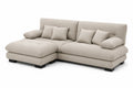Canapé d'angle 3 places en tissu beige avec méridienne