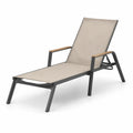 Chaise longue en aluminium et textilène beige