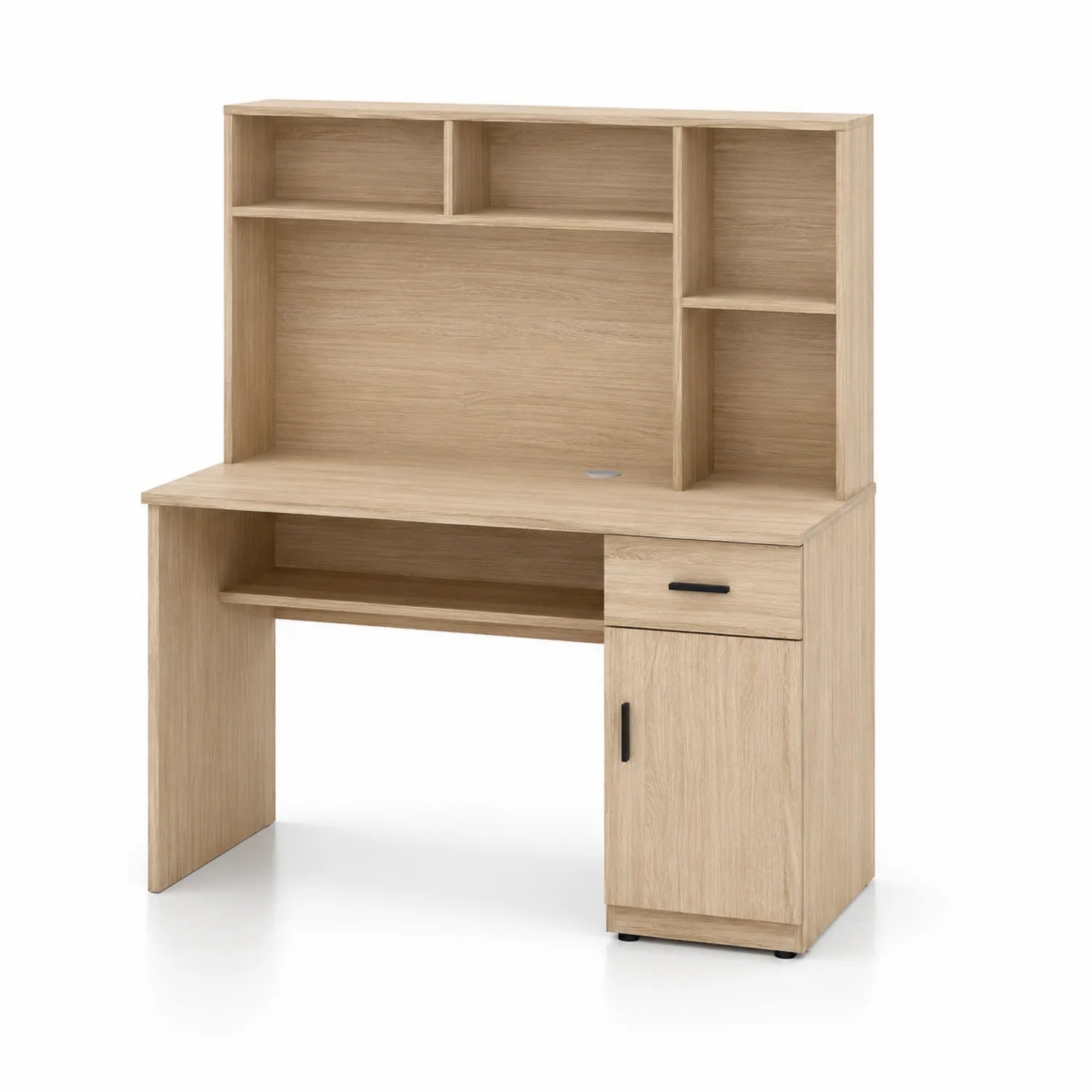 Bureau en bois avec étagères et rangement couleur Chêne