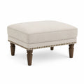 Repose-pieds lin beige pieds bois