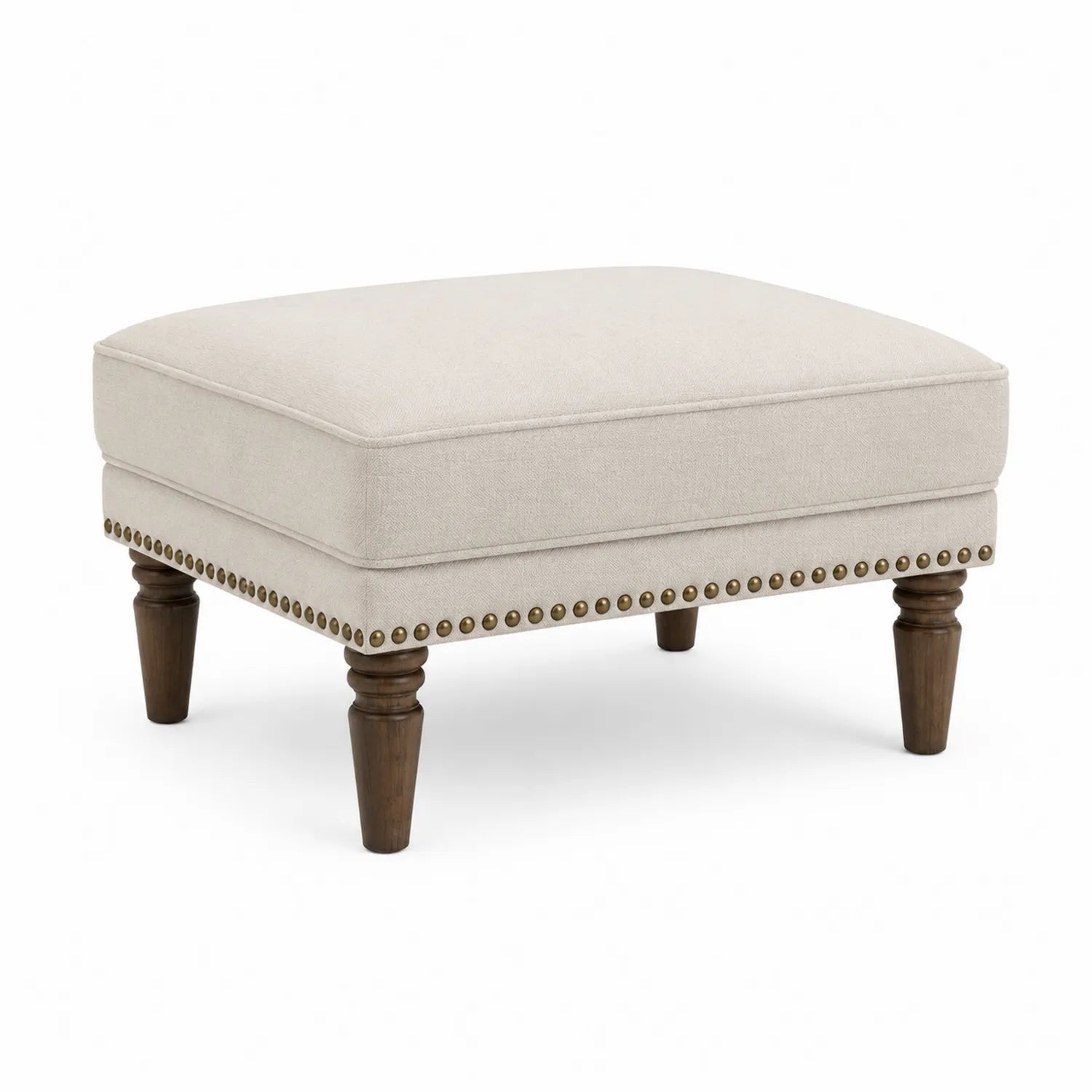 Repose-pieds lin beige pieds bois