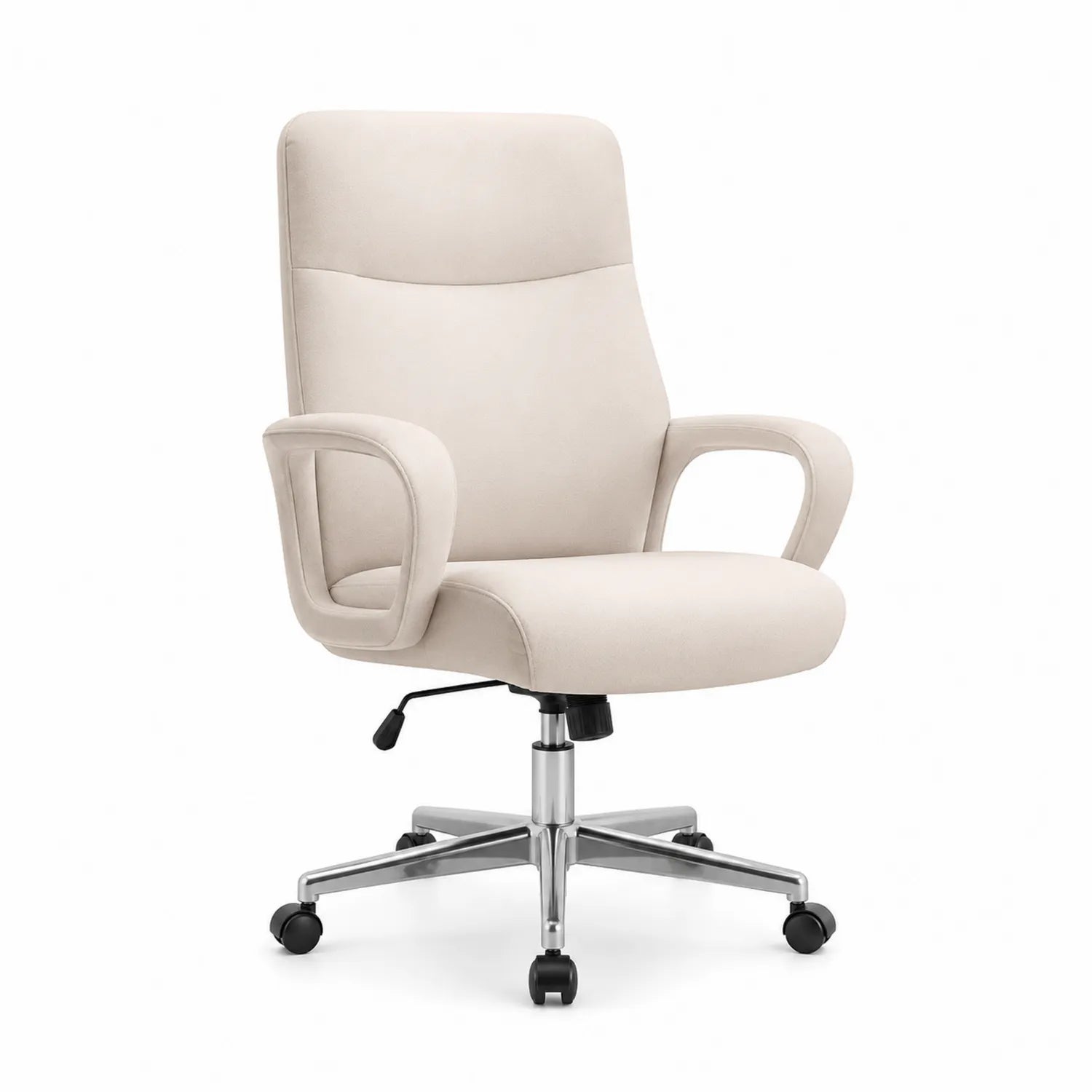 Chaise de bureau pivotante en tissu polyester beige