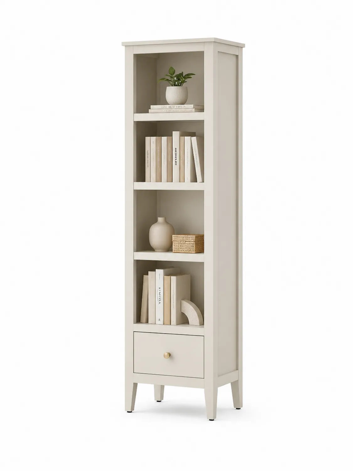 Étagère en bois MDF Blanc avec tiroir et 3 étagères