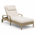 Chaise longue extérieure en résine tressée avec coussin réglable et roues