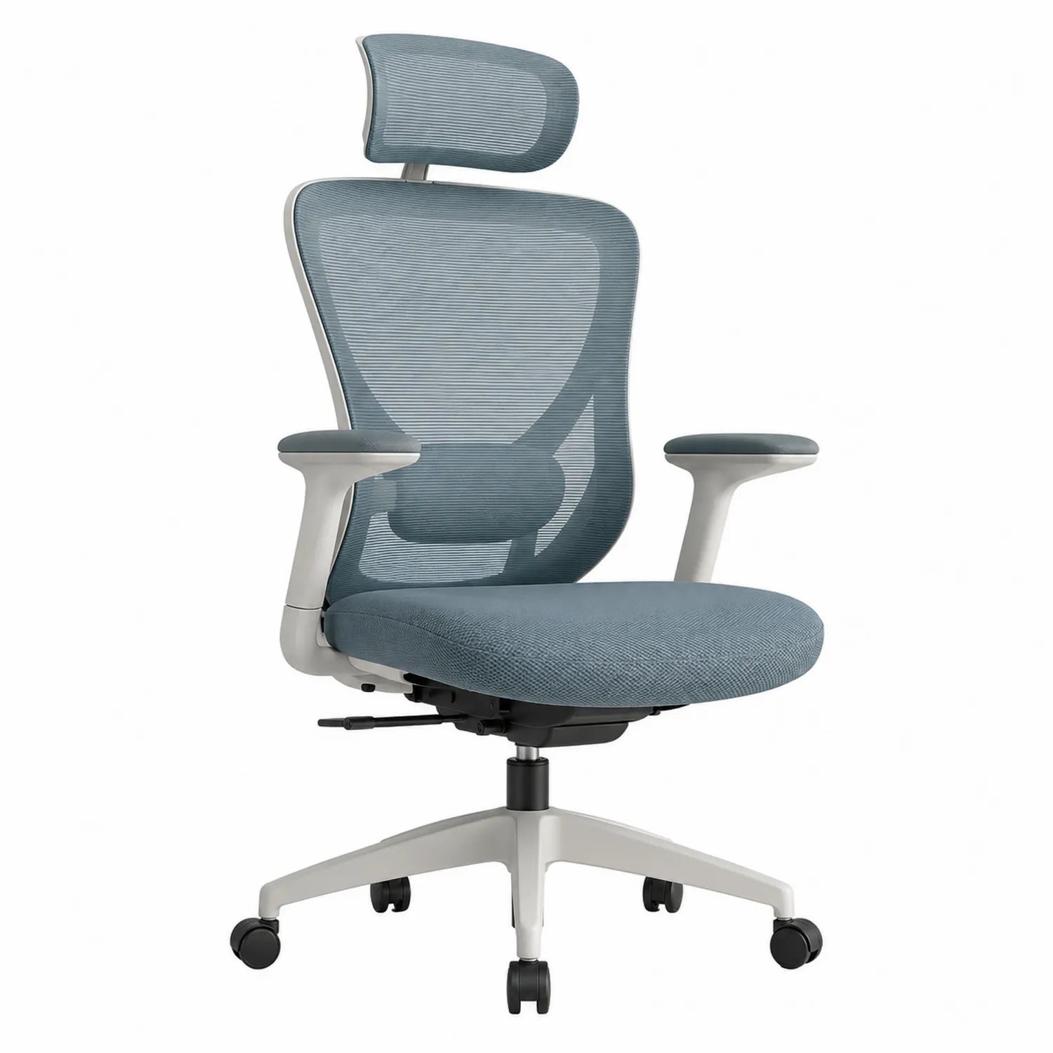 Chaise de bureau en maille avec accoudoirs et appui-tête réglable Bleu