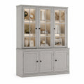 Buffet vitrine en bois avec portes vitrées en verre trempé gris 200x40x210cm