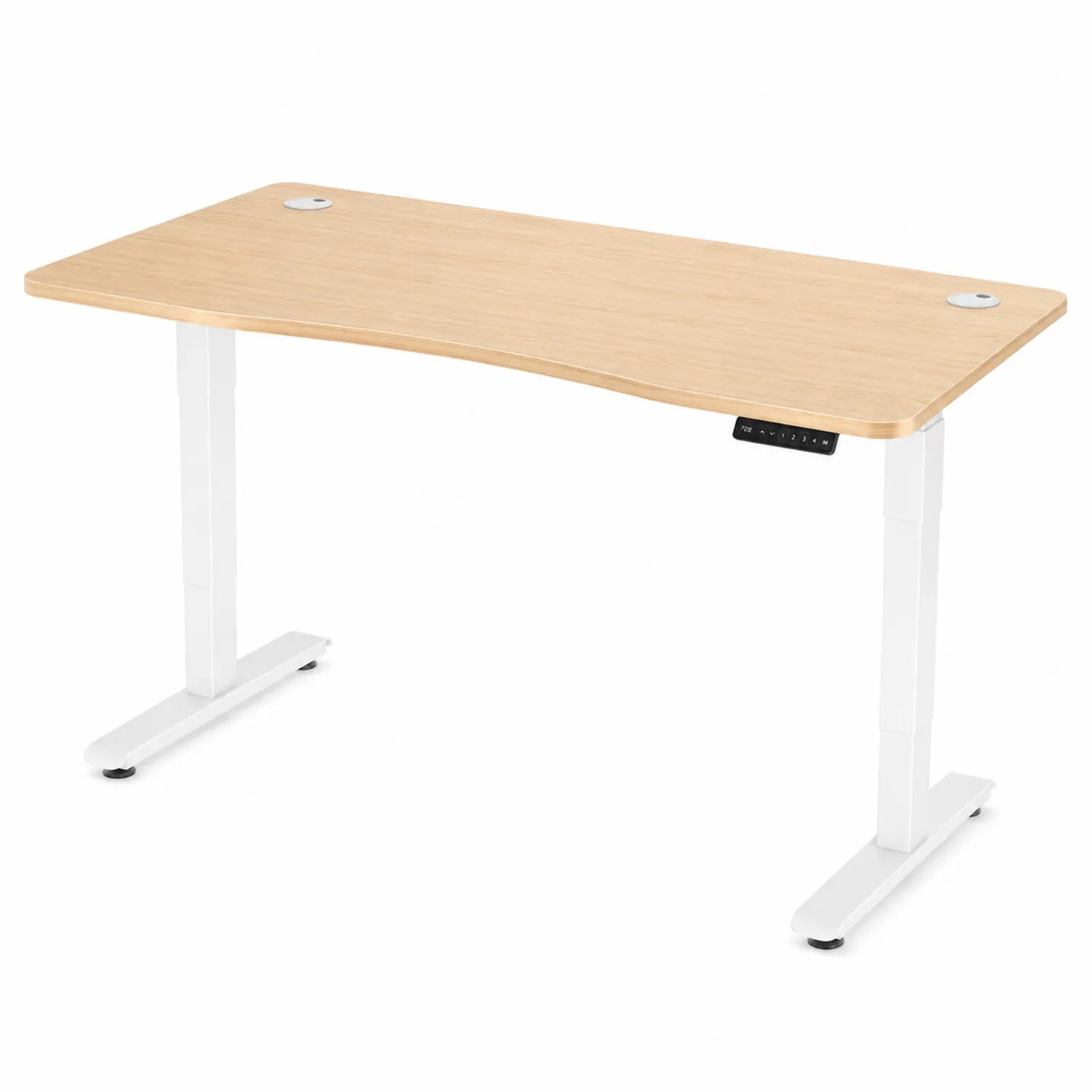 Bureau ajustable en hauteur en bois et métal blanc 140x70 cm