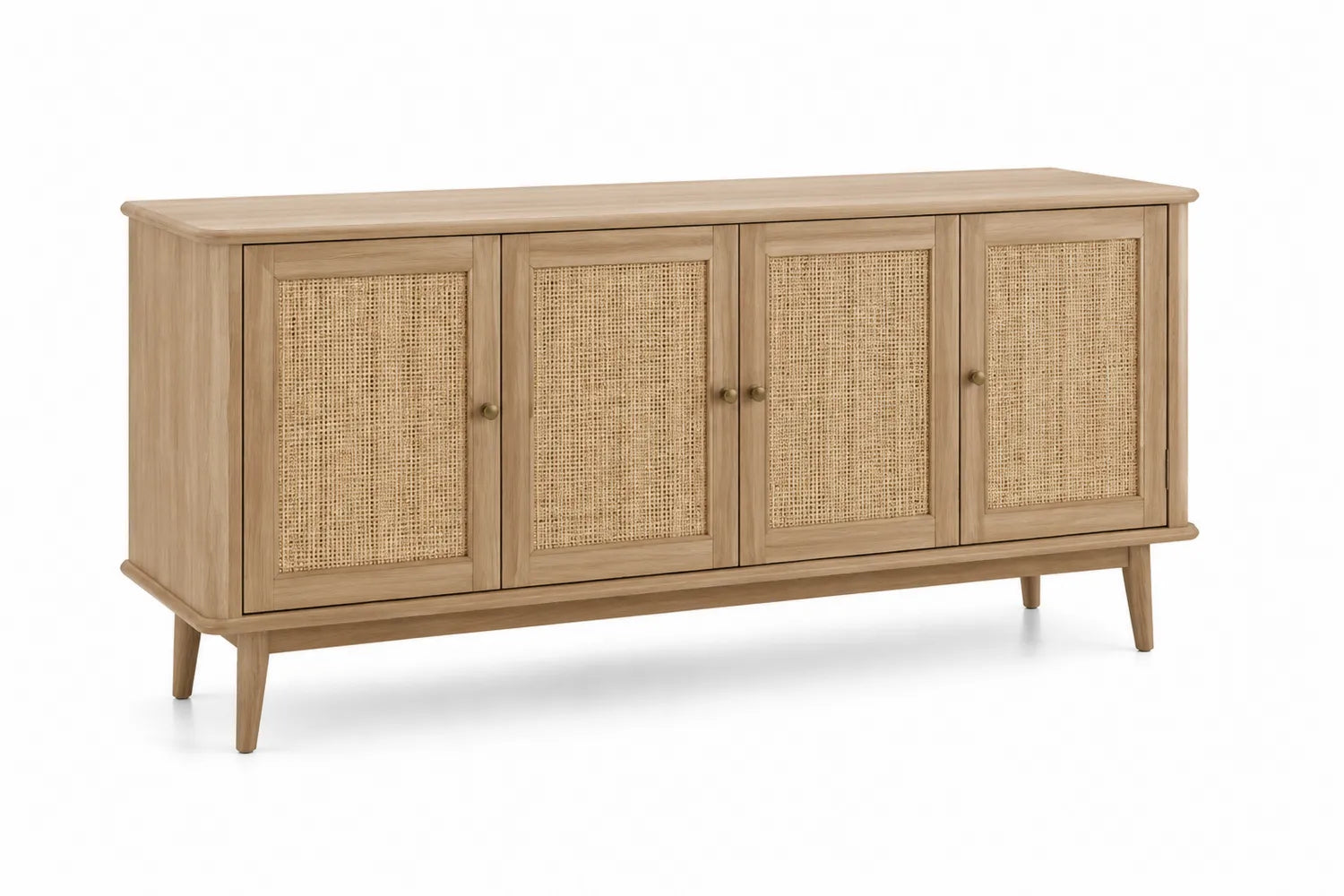Buffet en bois avec portes en rotin 4 portes 150x45x75 cm