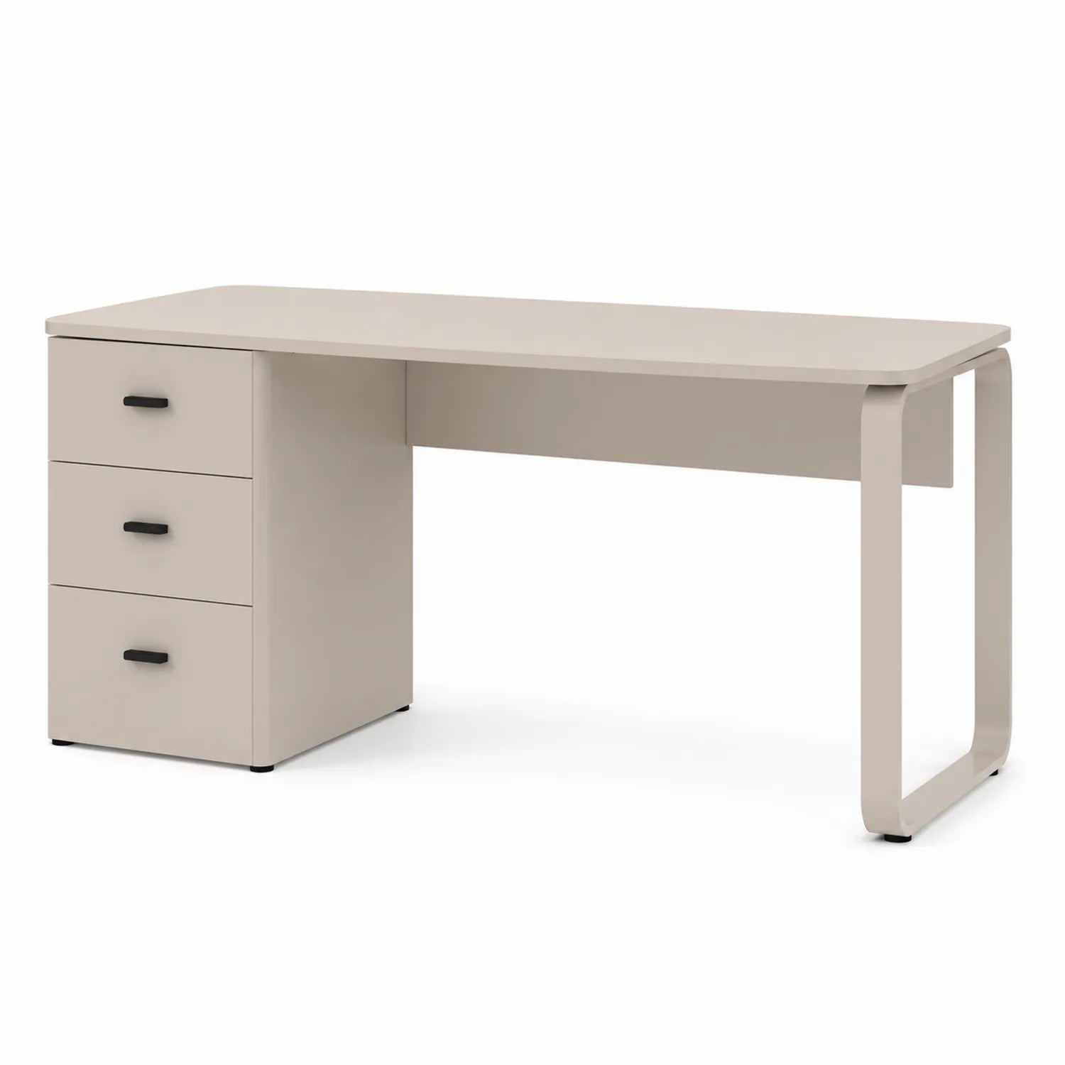 Bureau en Bois avec 3 Tiroirs Beige 140 cm