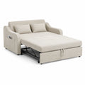 Canapé-lit en tissu polyester beige avec coussins inclus
