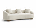 Canapé arrondi en tissu bouclé avec coussins 220x90x75cm