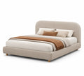 Lit double en tissu bouclé beige 140x200 cm
