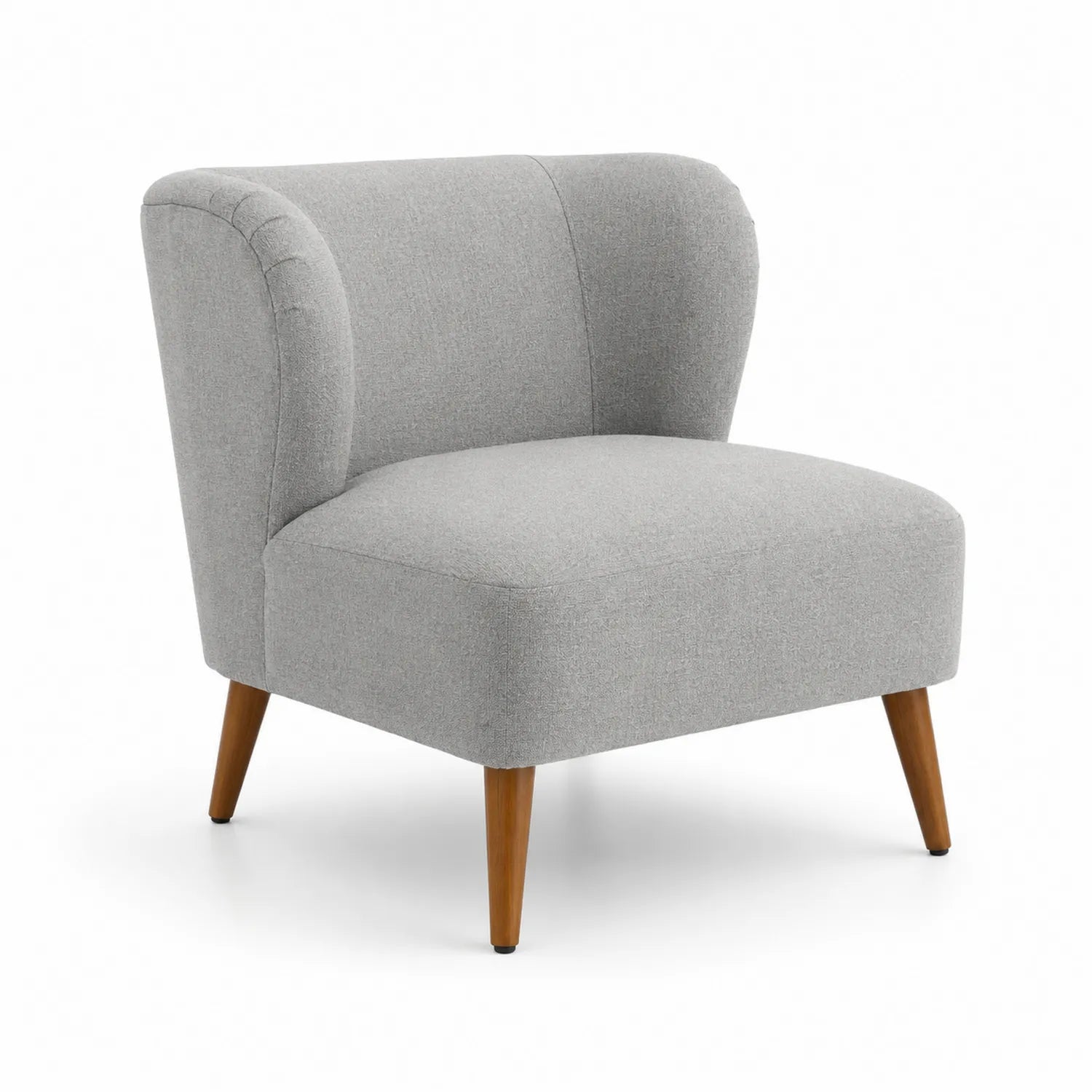 Fauteuil en tissu gris avec pieds en bois