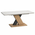 Table à manger rectangulaire en céramique et bois chêne 160x90 cm