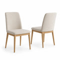 Lot de chaises en bois de chêne et tissu beige