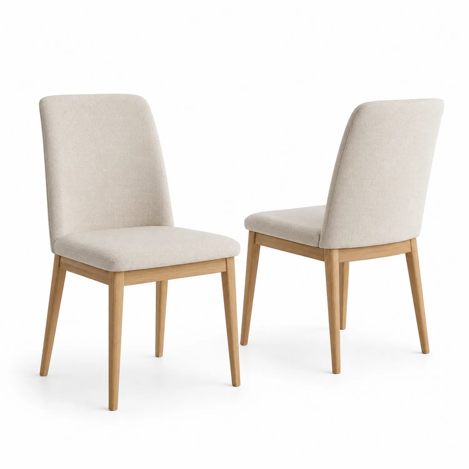 Lot de chaises en bois de chêne et tissu beige
