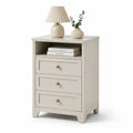 Table de chevet en bois avec 3 tiroirs Beige