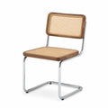 Chaise en rotin et bouleau avec cadre chromé