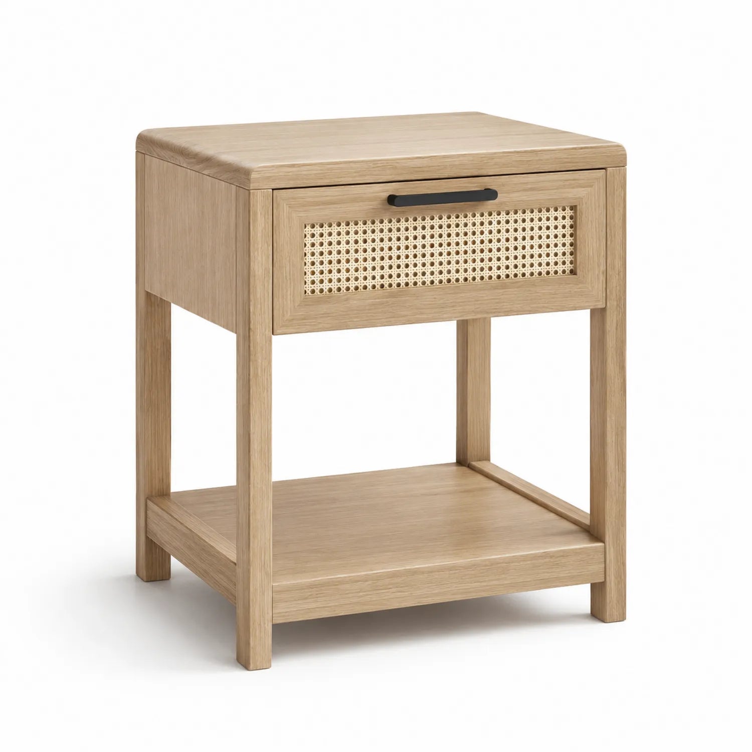 Table de chevet en bois avec tiroir en rotin 45x35x55 cm