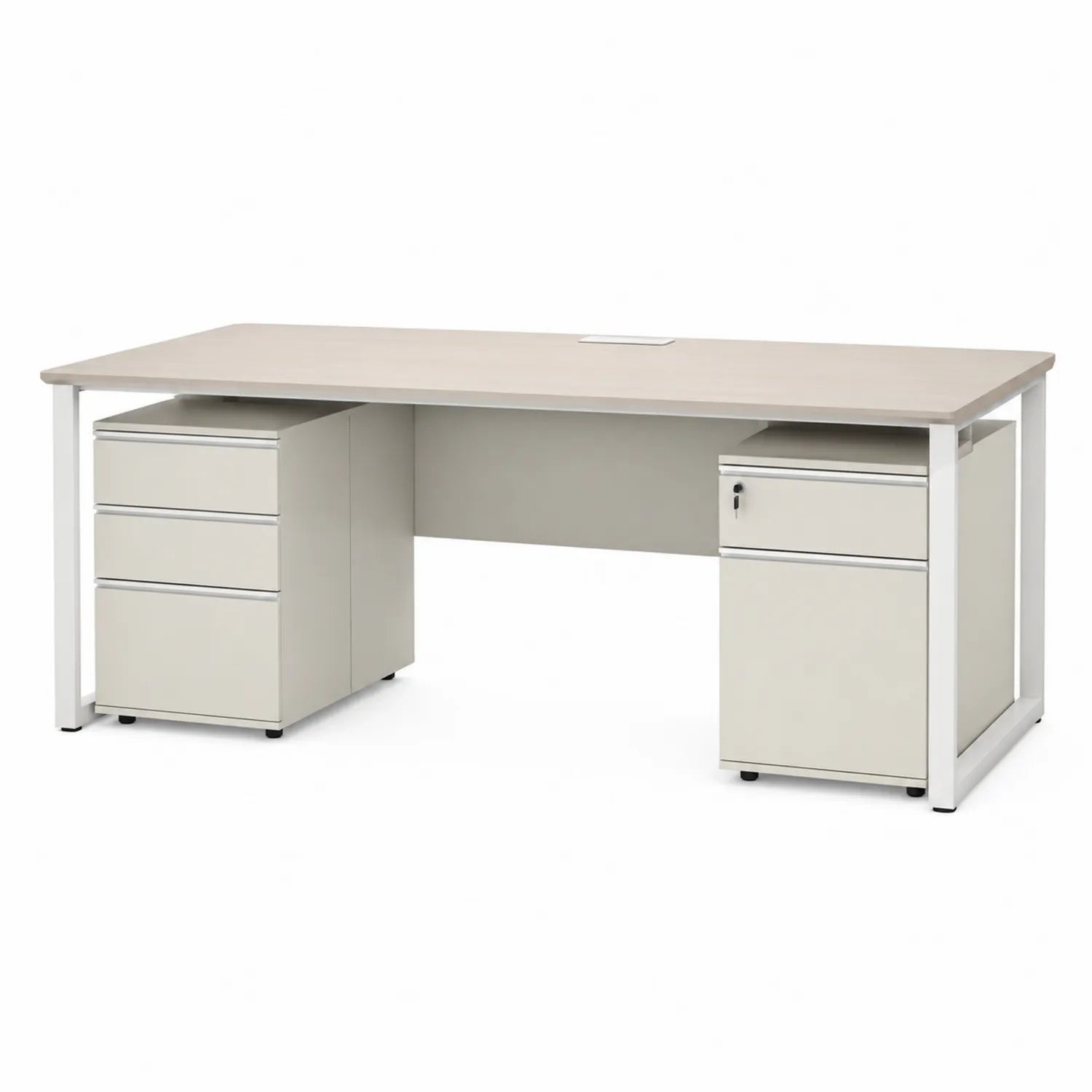 Bureau en mélamine avec tiroirs et cadre en acier 180x75x70 cm