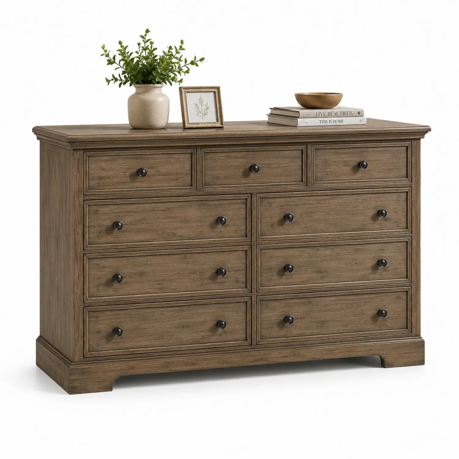 Commode en bois 10 tiroirs Marron