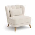 Chaise en tissu bouclé beige avec pieds en bois