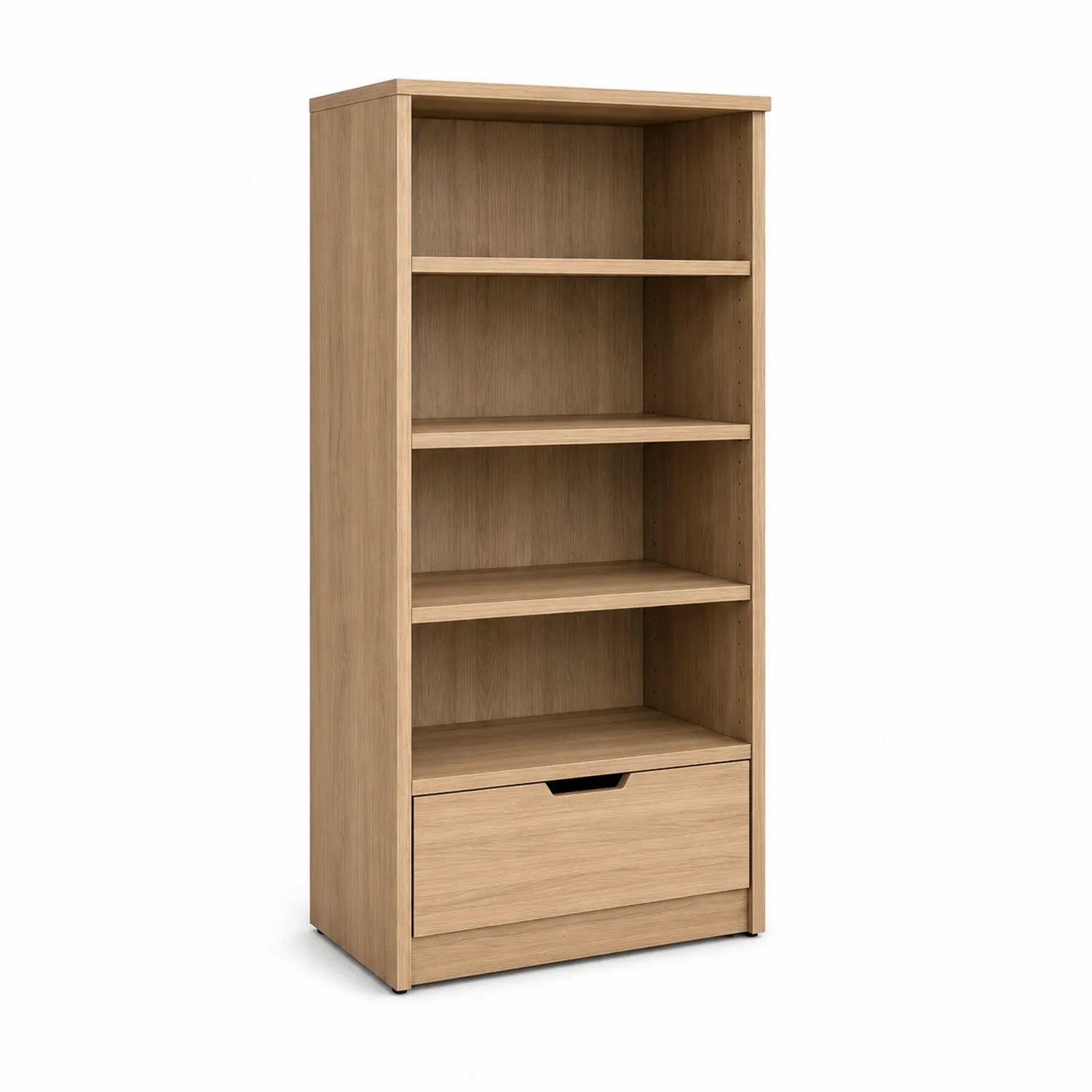Bibliothèque en bois avec 4 étagères et tiroir Chêne clair 180x80x30 cm