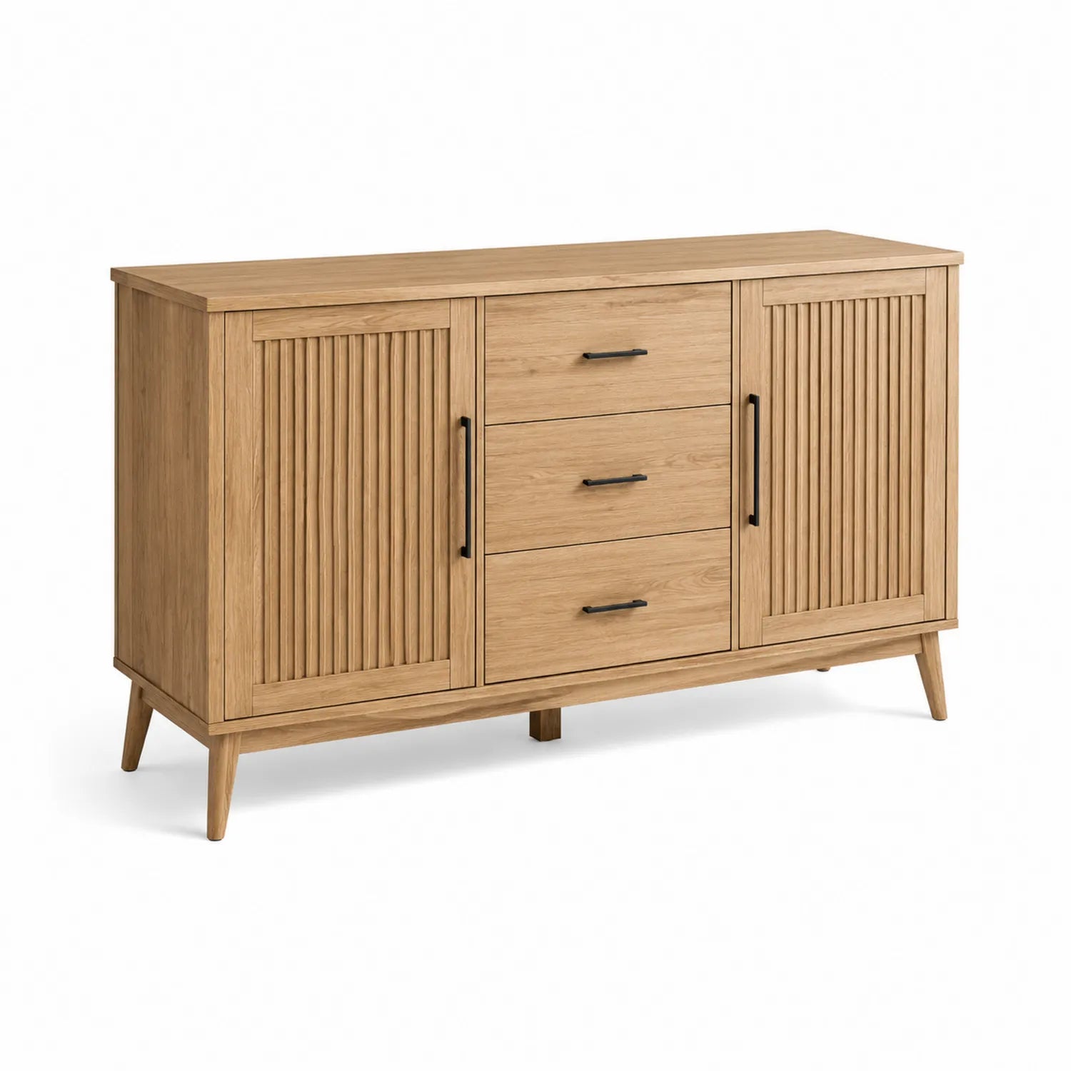 Buffet en bois avec 2 portes et 3 tiroirs 150x40x85 cm