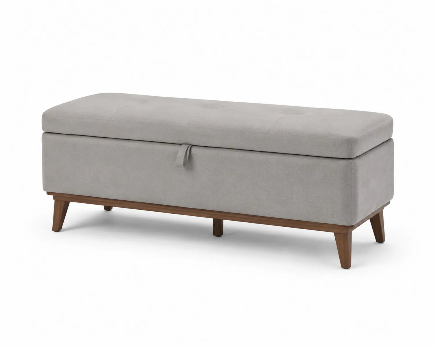 Banc de rangement en tissu gris