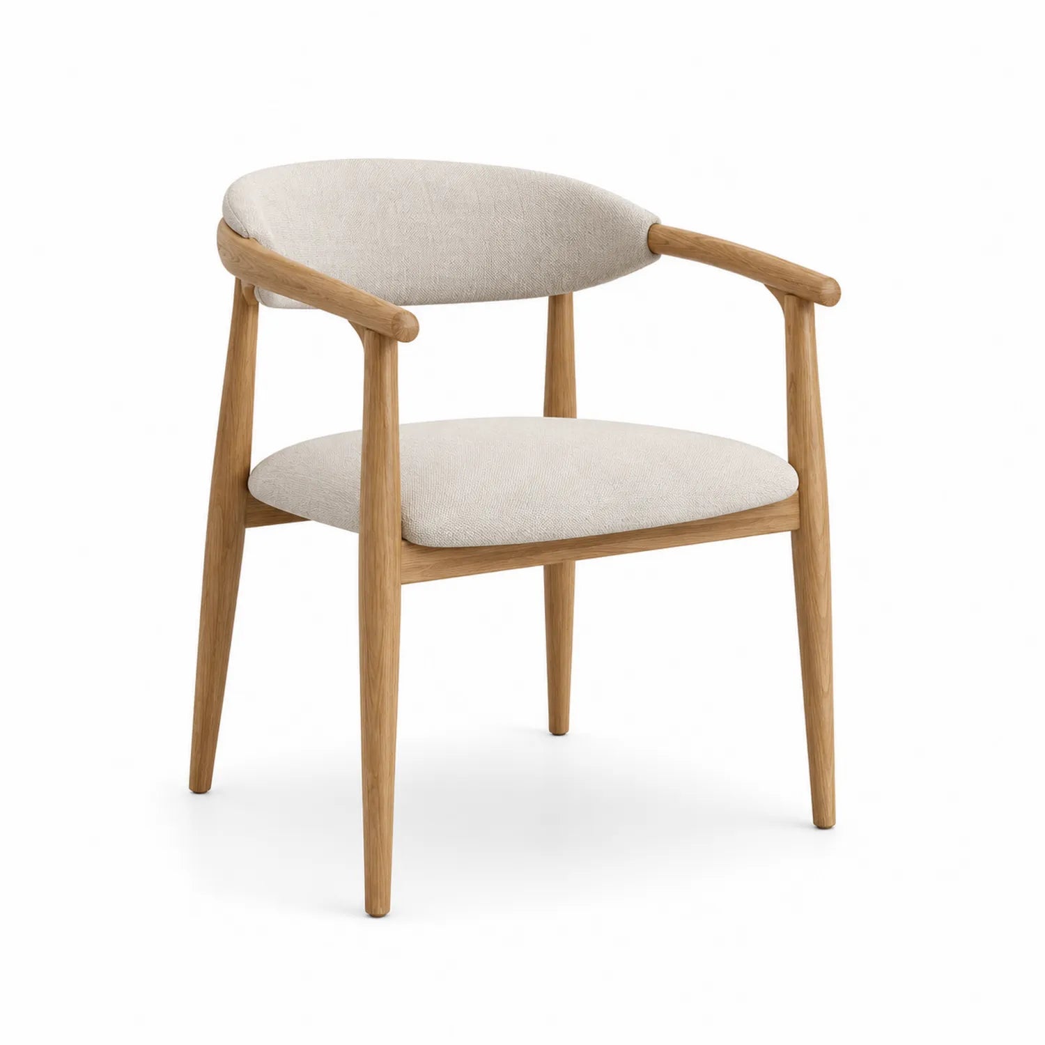 Chaise de Salle à Manger en Chêne et Lin Beige 79cm