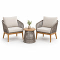 Ensemble de fauteuils d'extérieur en bois et corde avec table d'appoint
