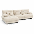 Canapé d'angle en tissu polyester beige avec coussins inclus