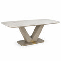 Table à manger rectangulaire marbre synthétique et métal Beige 200x100x75 cm
