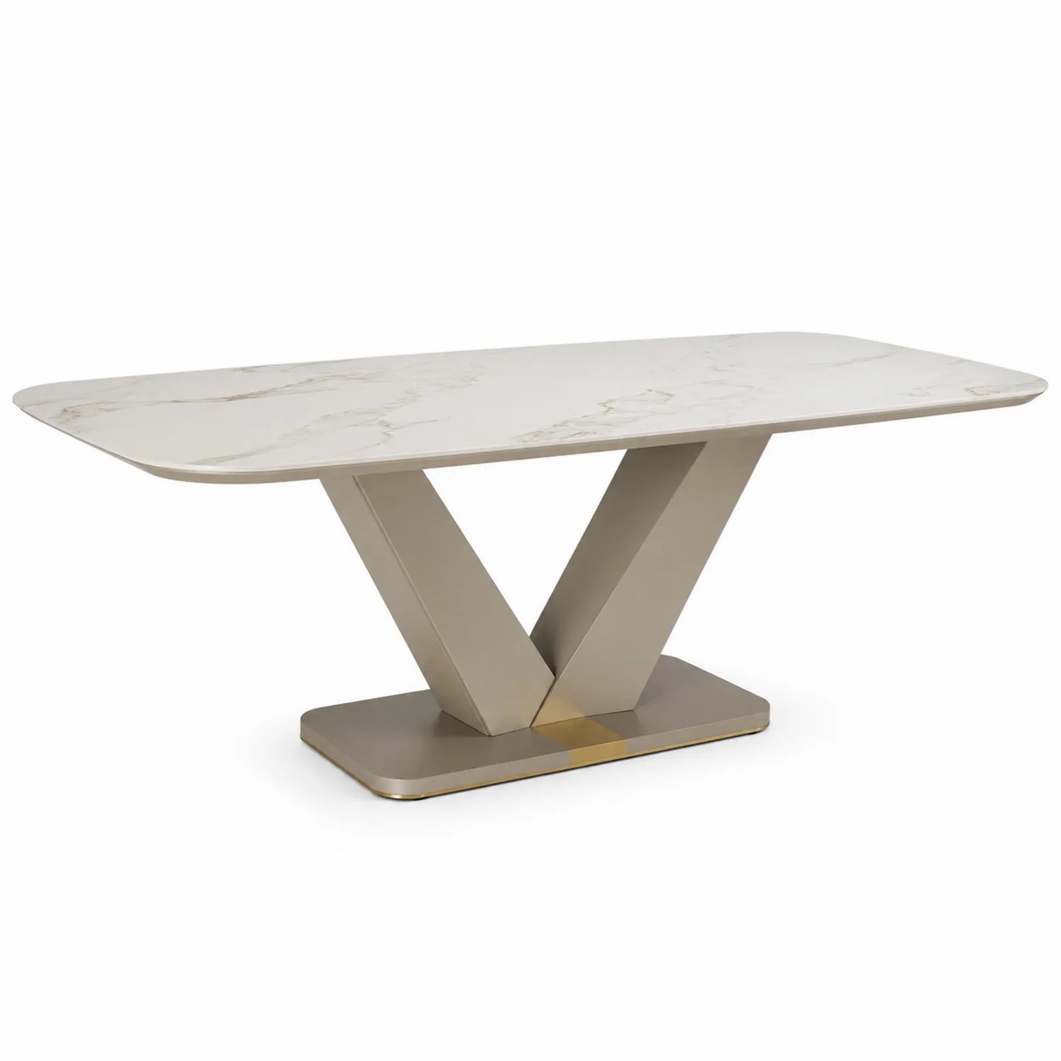 Table à manger rectangulaire marbre synthétique et métal Beige 200x100x75 cm