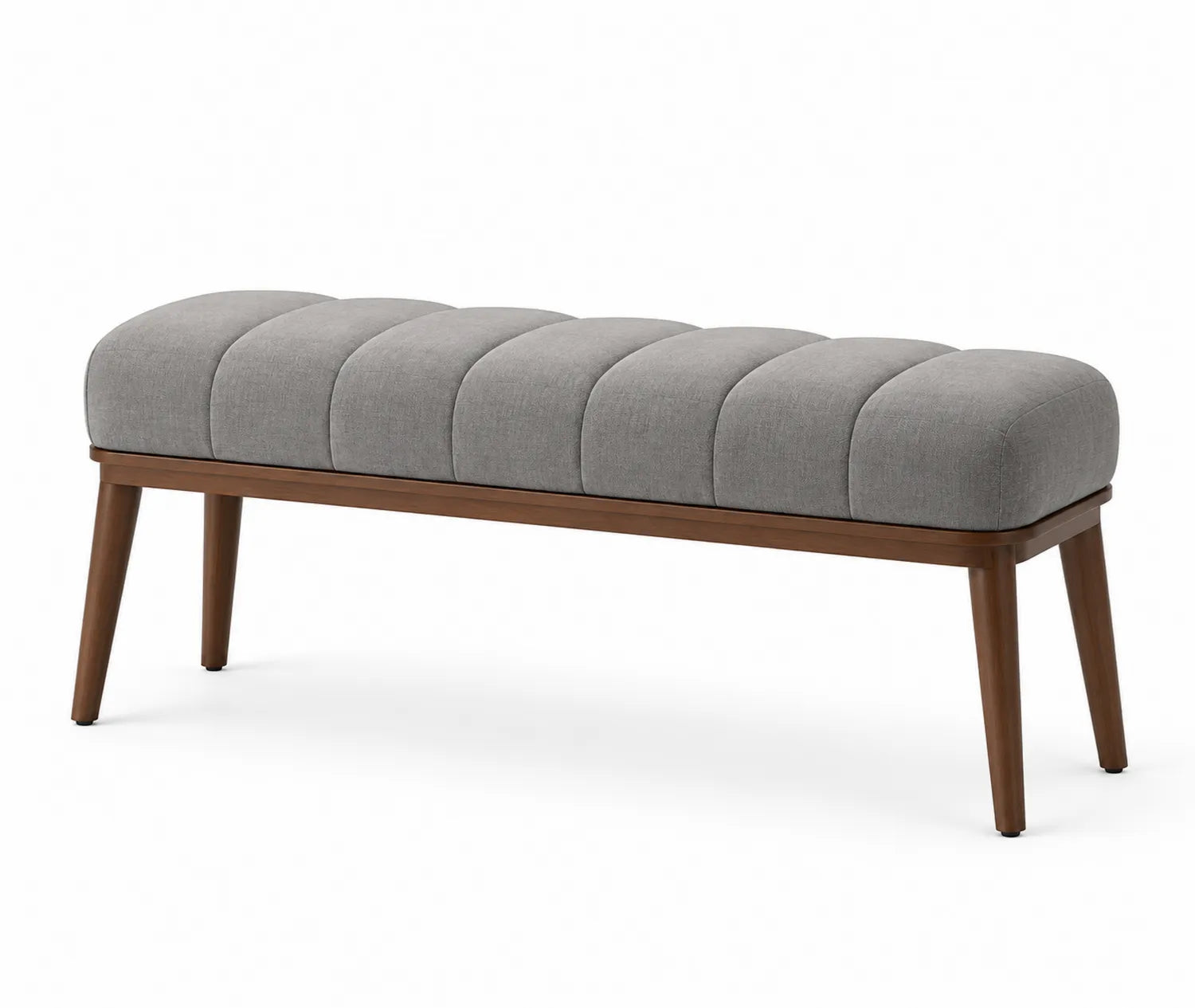 Banc en bois et tissu gris 120 cm