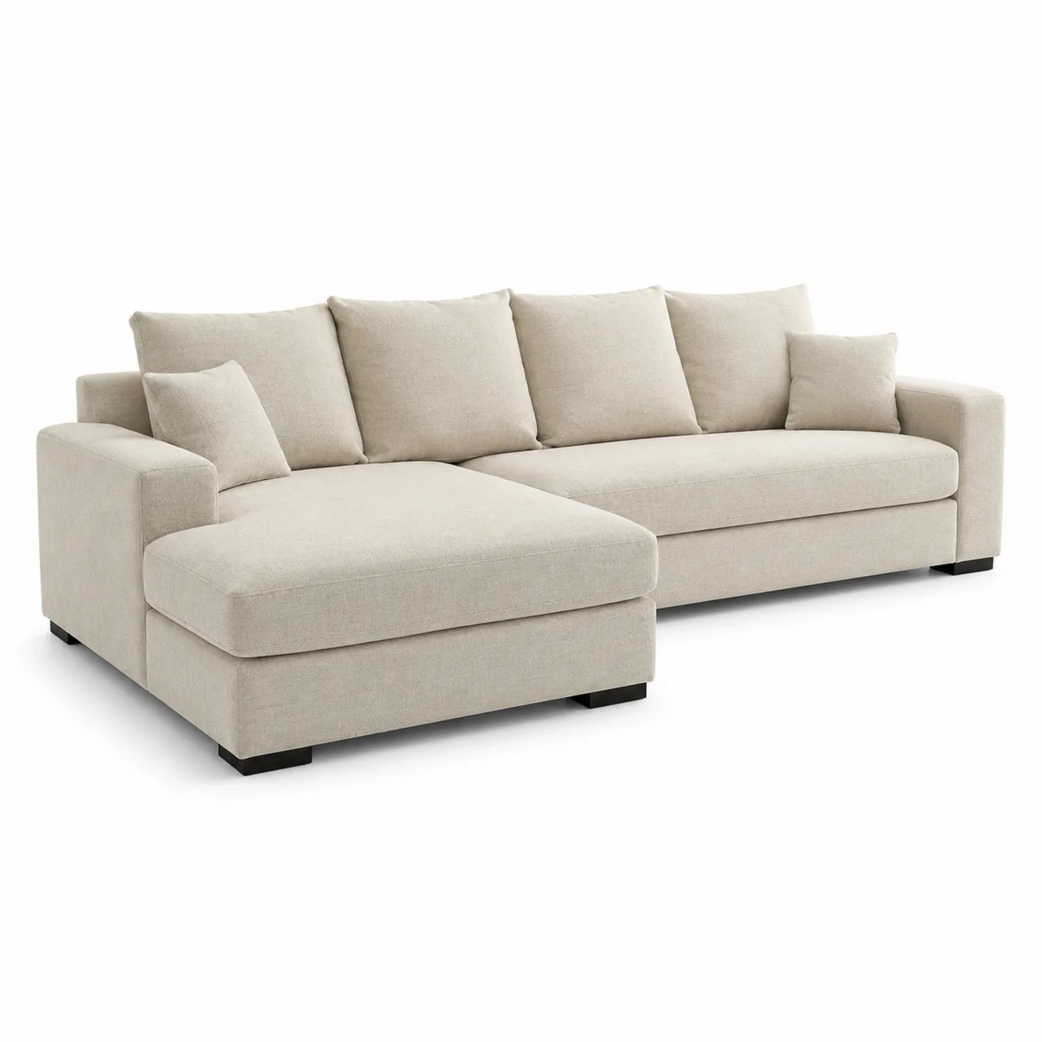 Canapé d'angle en tissu beige avec méridienne réversible 300cm